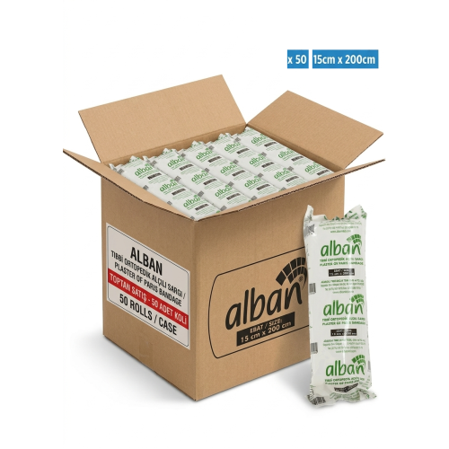 Alçılı Sargı Bezi 15 cm x 200 cm Ortopedik Alçı Sargısı - 50 Adet Toptan 1 Koli