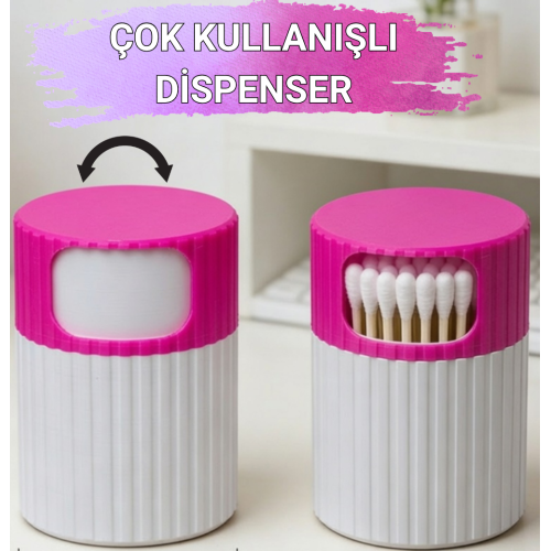 Çevirilebilir Kapaklı Kulak Çubuğu Dispenseri – Masa ve Seyahat Organizer Kutusu