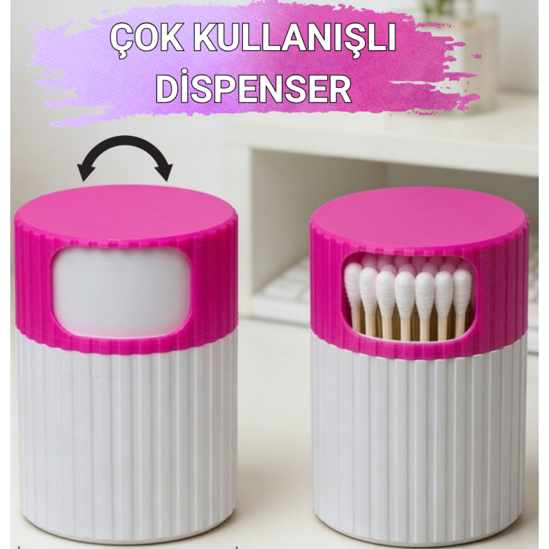 Çevirilebilir Kapaklı Kulak Çubuğu Dispenseri – Masa ve Seyahat Organizer Kutusu - Görsel 1
