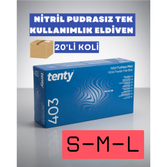 Pudrasız Mavi Nitril Eldiven Tüm Bedenler 100 Lü x 20 Paket S-M-L
