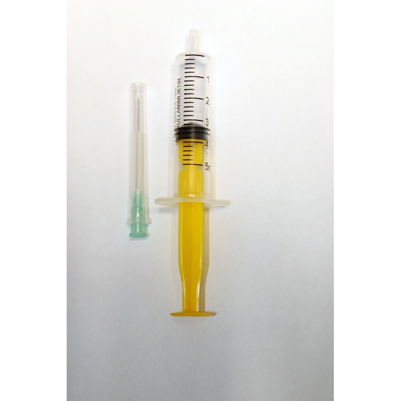 TTT World 5 ml Tek Kullanımlık 3 Parça Enjektör (Şırınga) Yeşil Uçlu İğneli - Görsel 1