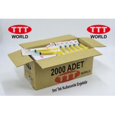 TTT World 5 ml Tek Kullanımlık 3 Parça Enjektör (Şırınga) Yeşil Uçlu İğneli - 2000 Adet (1Koli) - Görsel 1